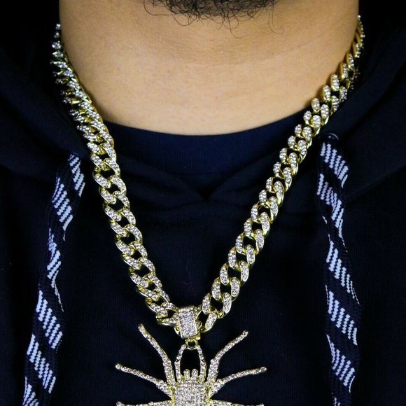 14k Gold Spider 20" Cuban Chain + Pendant